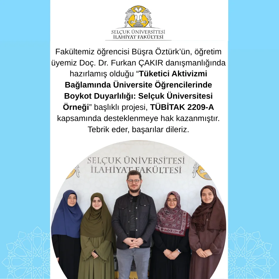 Fakültemiz Öğrencisi Büşra Öztürk'ün TÜBİTAK Projesi Kabul Edildi