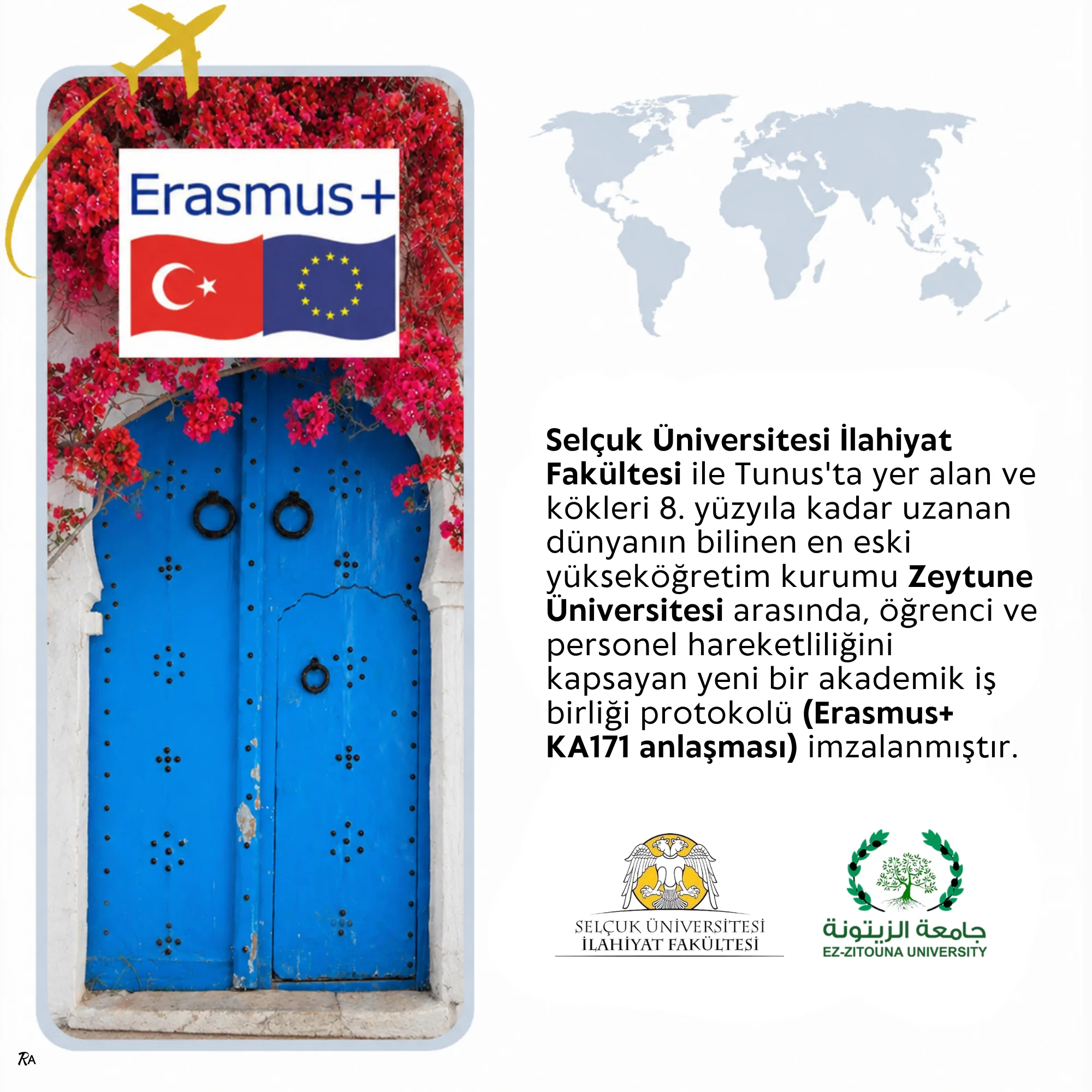 İlahiyat Fakültemiz ile Tunus Zeytune Üniversitesi Arasında Erasmus+ KA171 Anlaşması İmzalandı