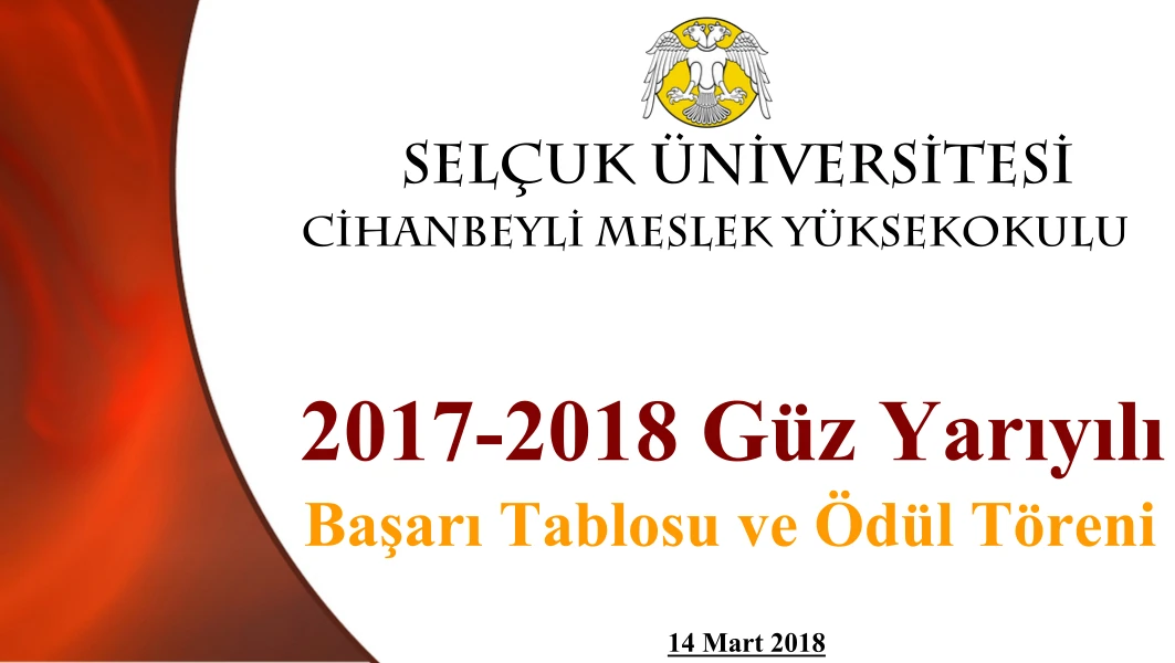 2017-2018 Güz Yarıyılı Başarı Tablosu ve Ödül Töreni