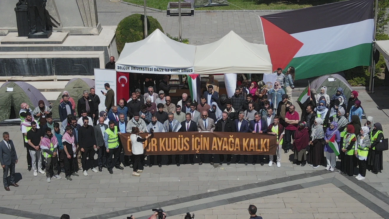 Selçuk Üniversitesinde Gazze Nöbeti Sürüyor