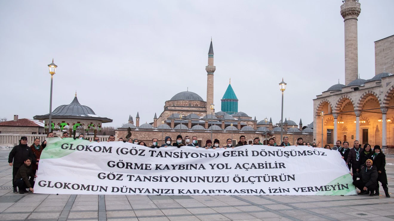 They unfurled a banner for glaucoma awareness in Konya