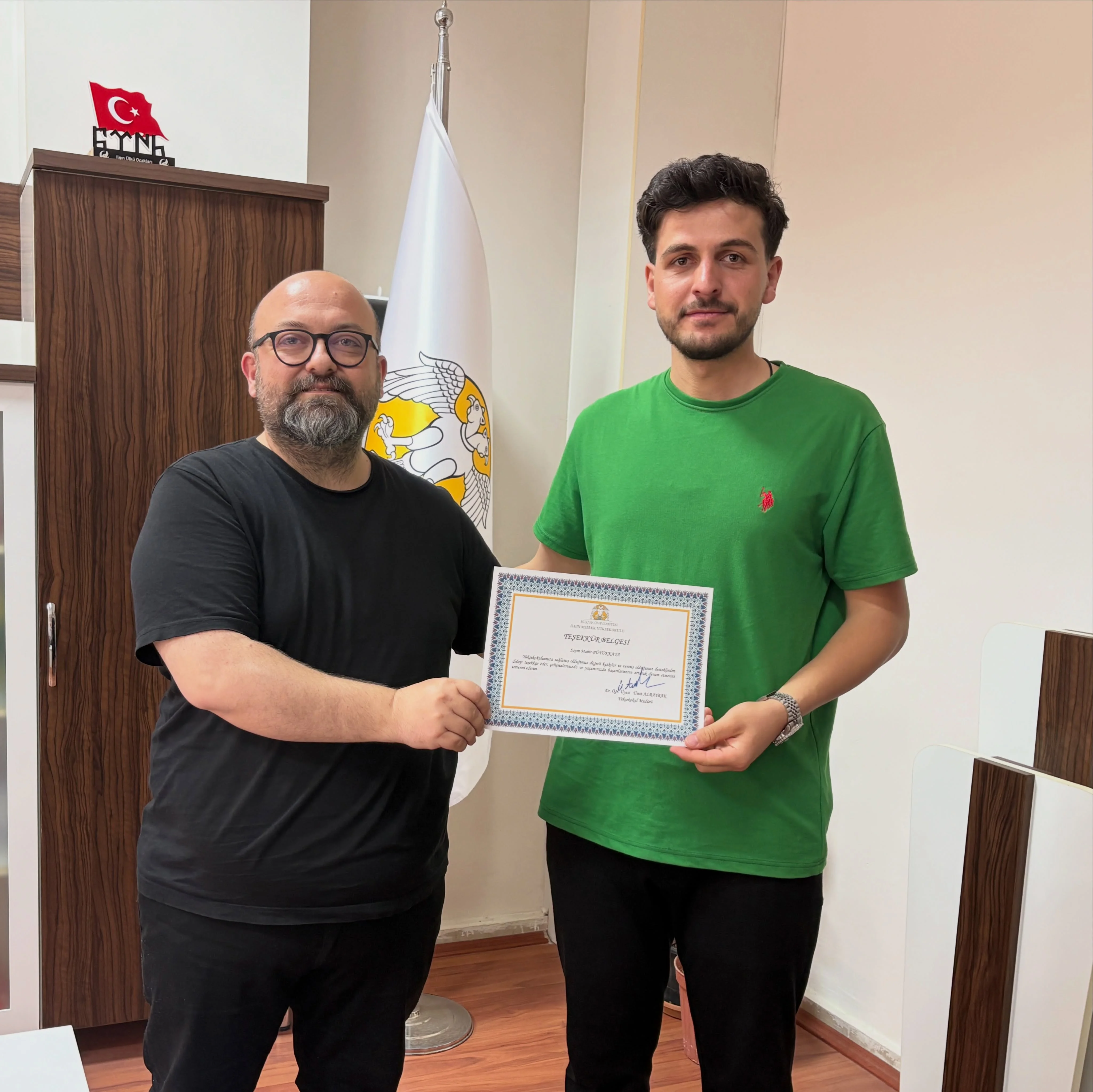 Gönüllü Öğrencilerimize Teşekkür Belgesi