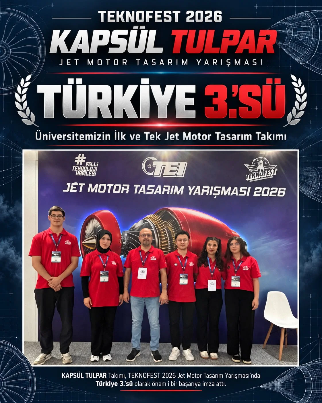 Selçuk Üniversitesinin İlk ve Tek Jet Motor Takımı Kapsül Tulpar Takımından Teknofest Kapsamında Önemli Başarı