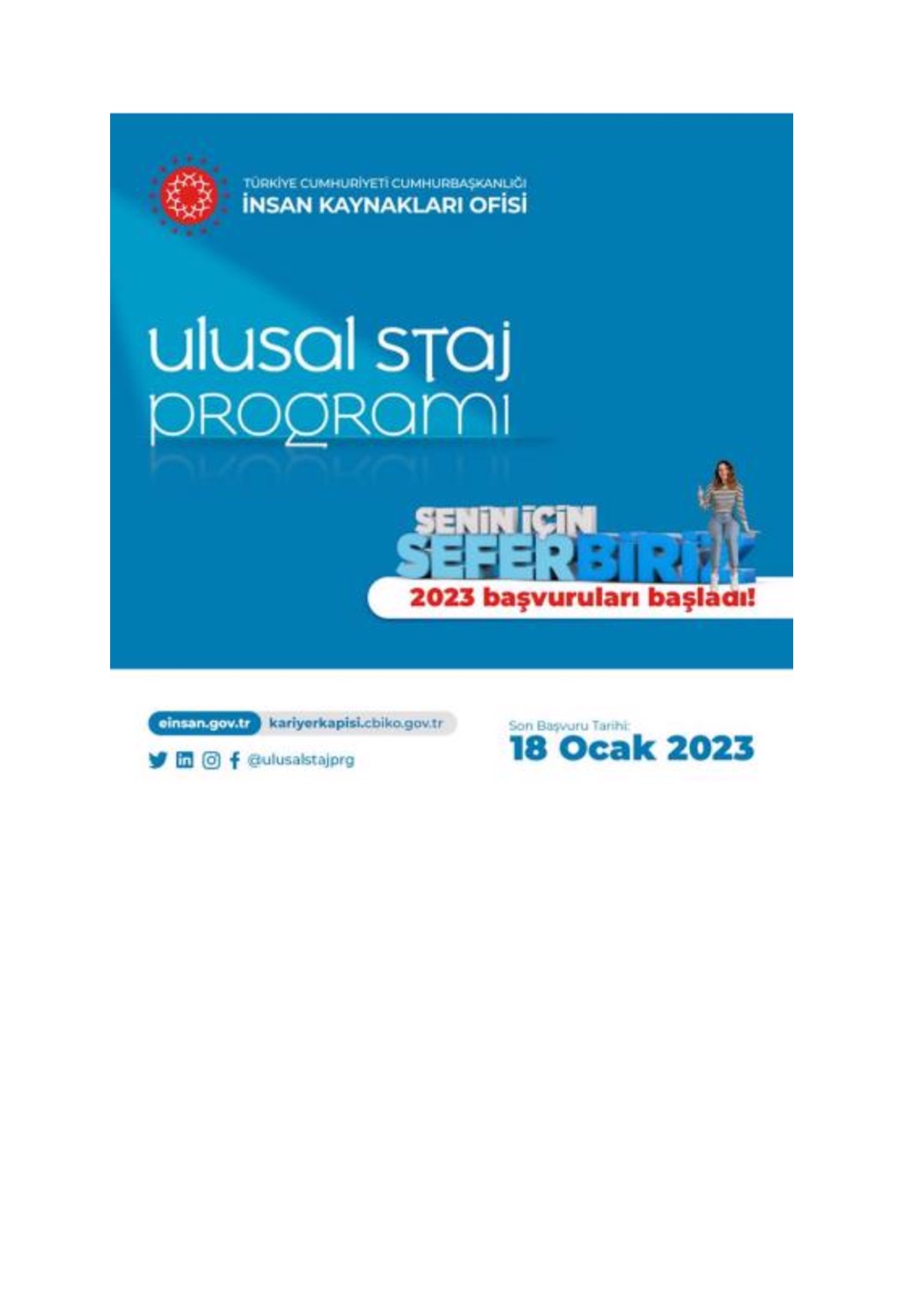 Ulusal Staj Programı 2023 Yılı Başvuruları Başladı
