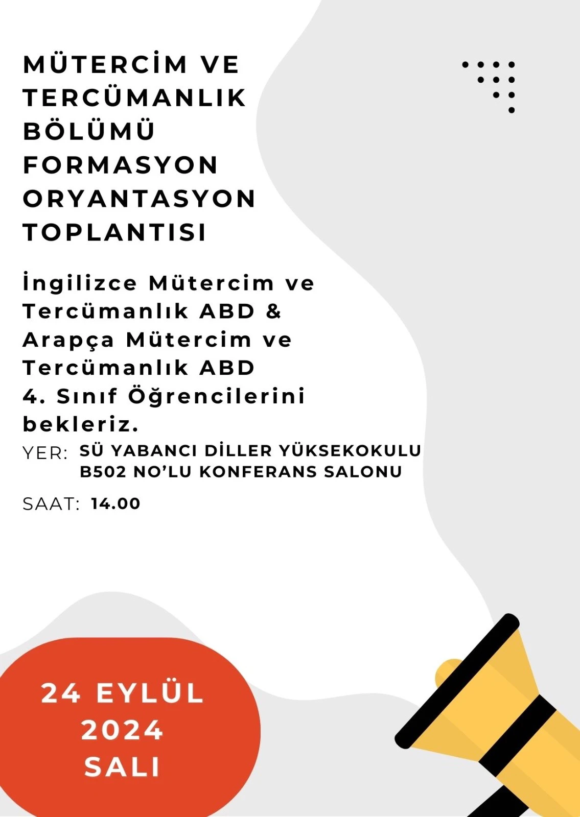 MÜTERCİM VE TERCÜMANLIK BÖLÜMÜ 4.SINIF ÖĞRENCİLERİNİN DİKKATİNE 