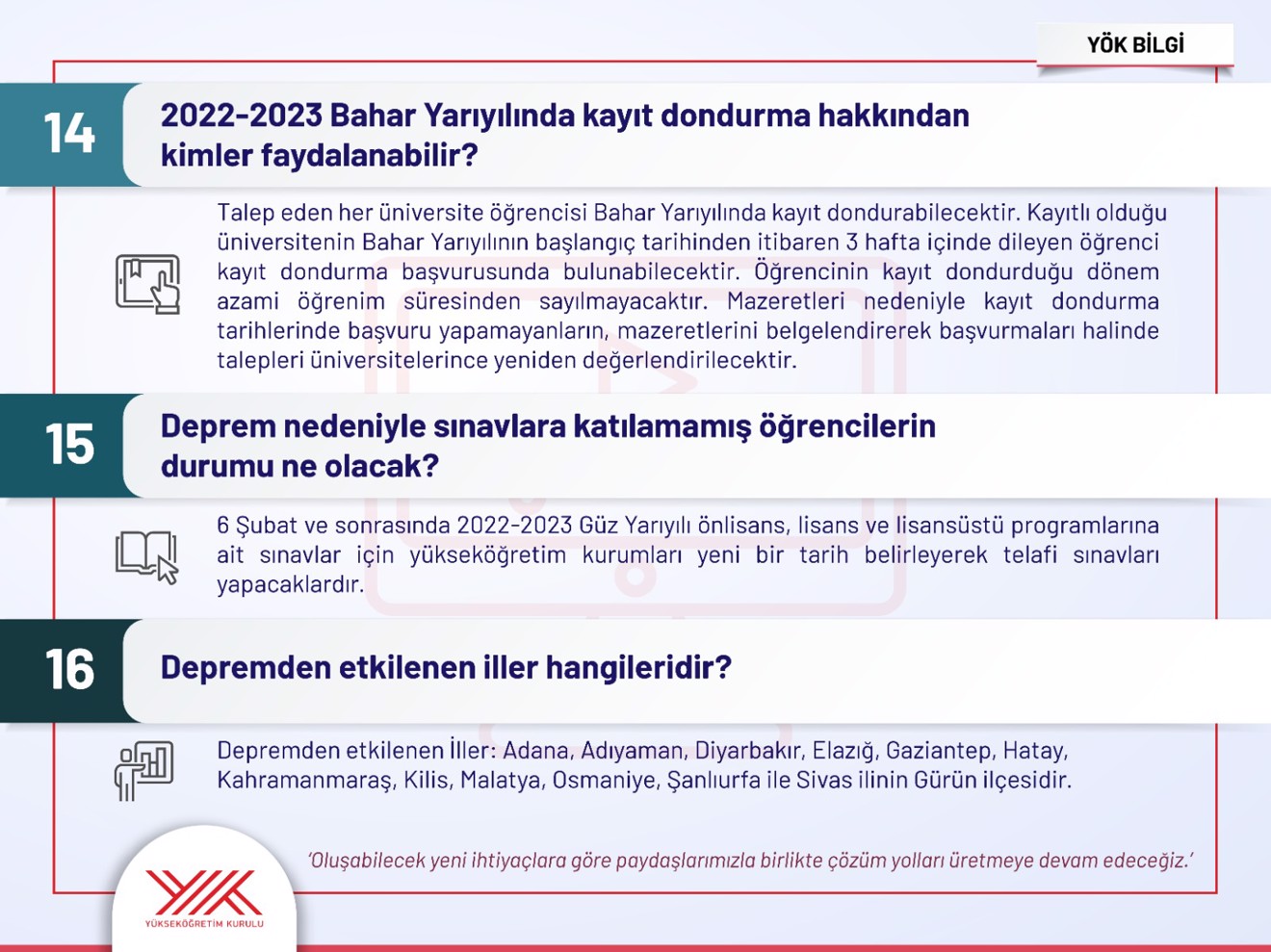 Yükseköğretim Kurulu, 2022-2023 Bahar Yarıyılı Eğitim ve Öğretime İlişkin Soru ve Cevapları Yayınladı