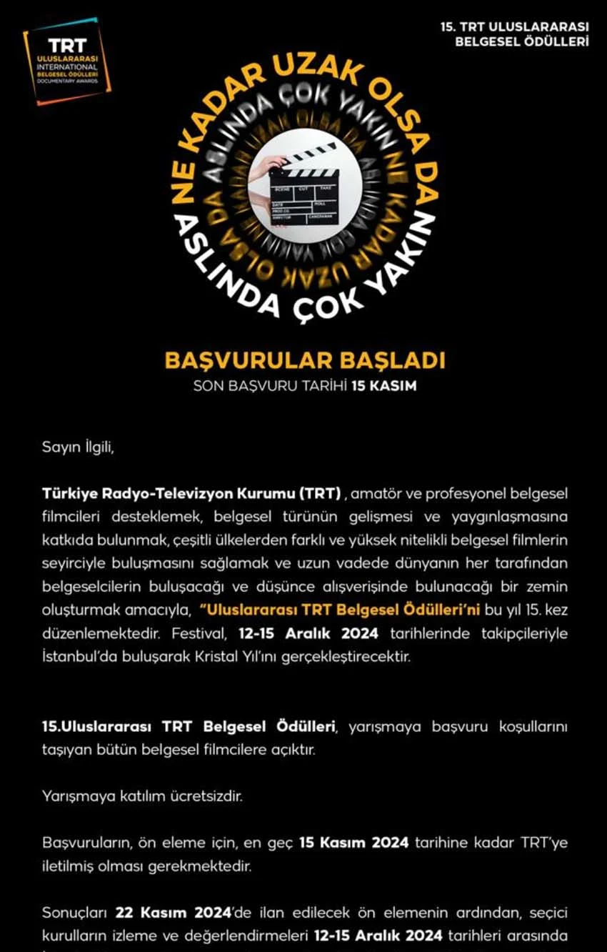 15. TRT Uluslararası Belgesel Ödülleri