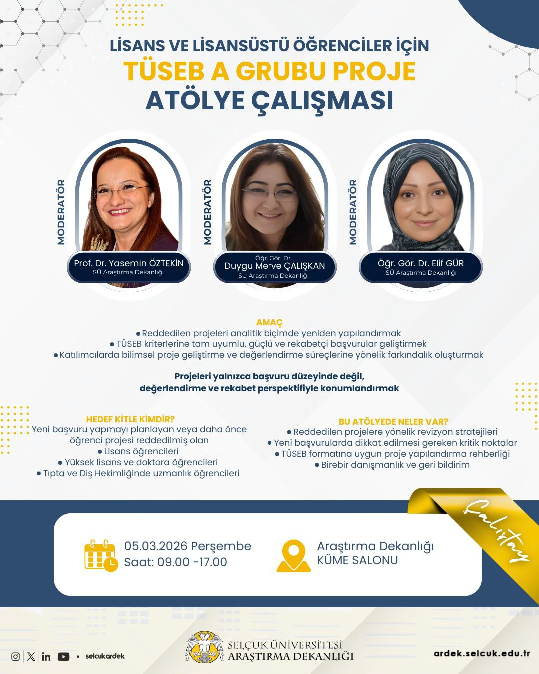 TÜSEB A Grubu Proje Atölye Çalışması Duyurusu