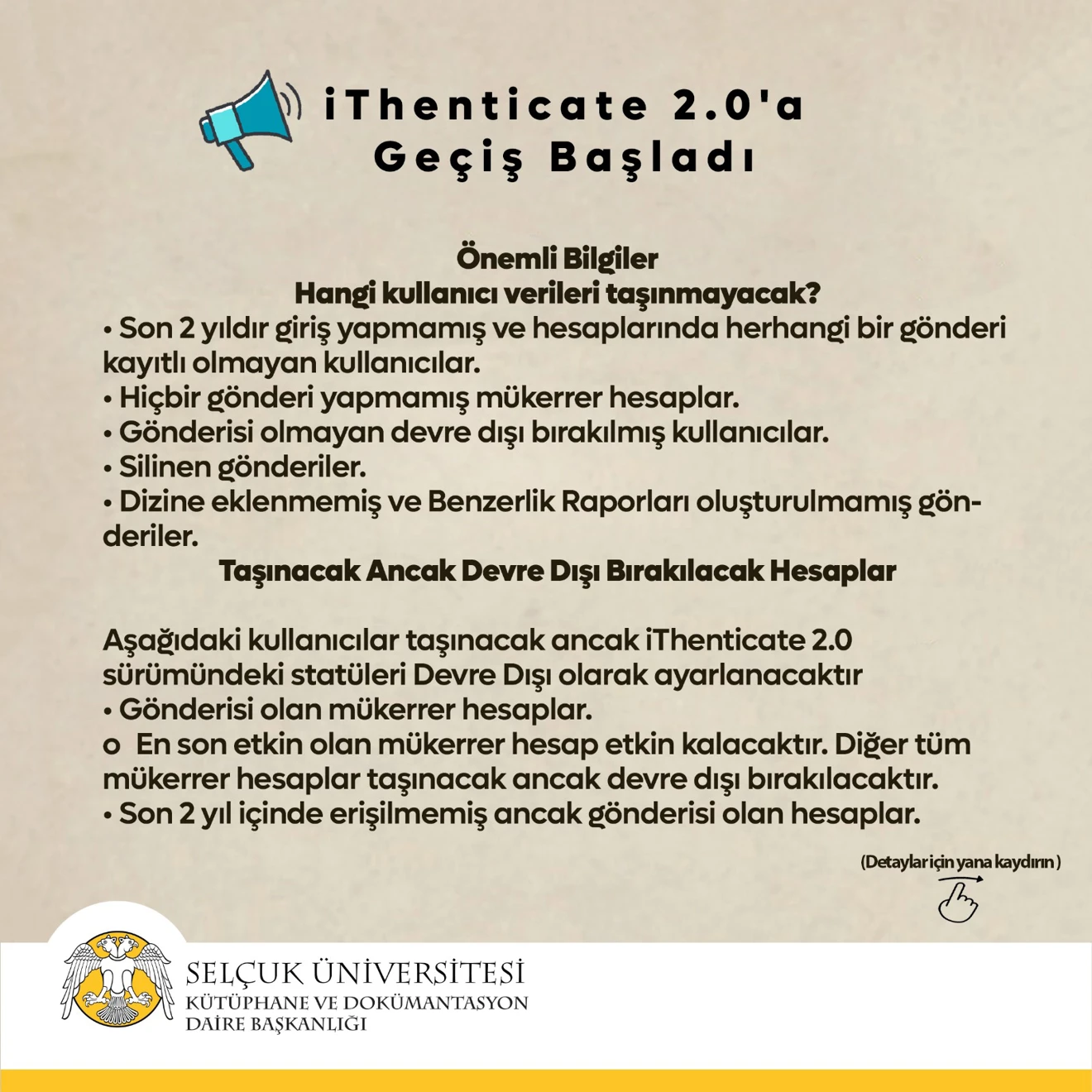 iThenticate 2.0'a Geçiş