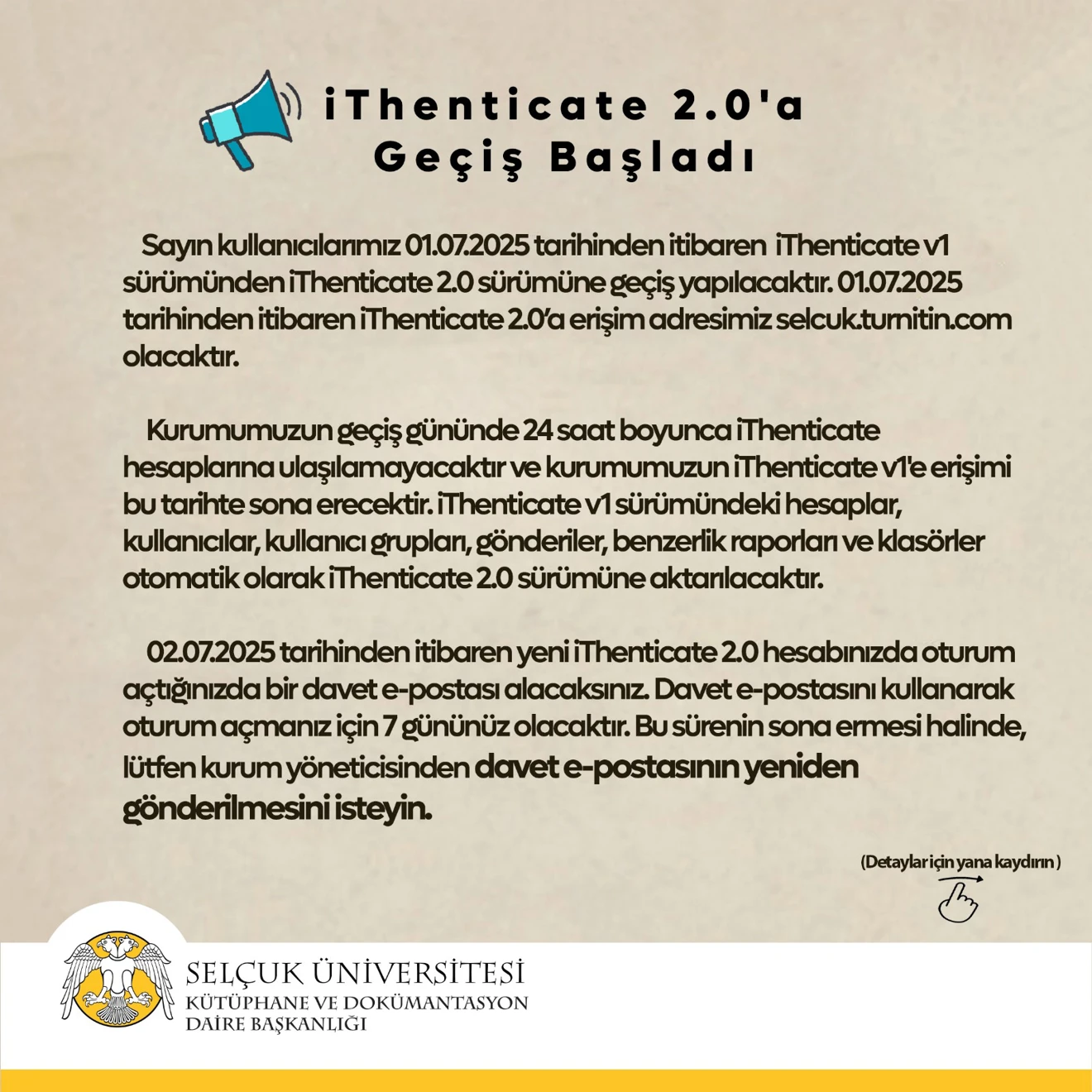 iThenticate 2.0'a Geçiş