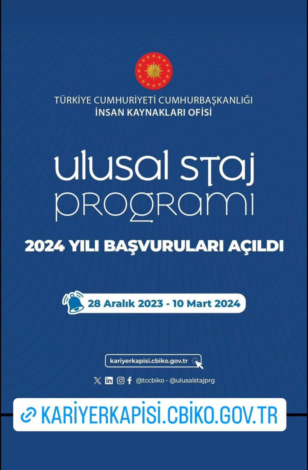 Ulusal Staj Programı Başvuru Duyurusu
