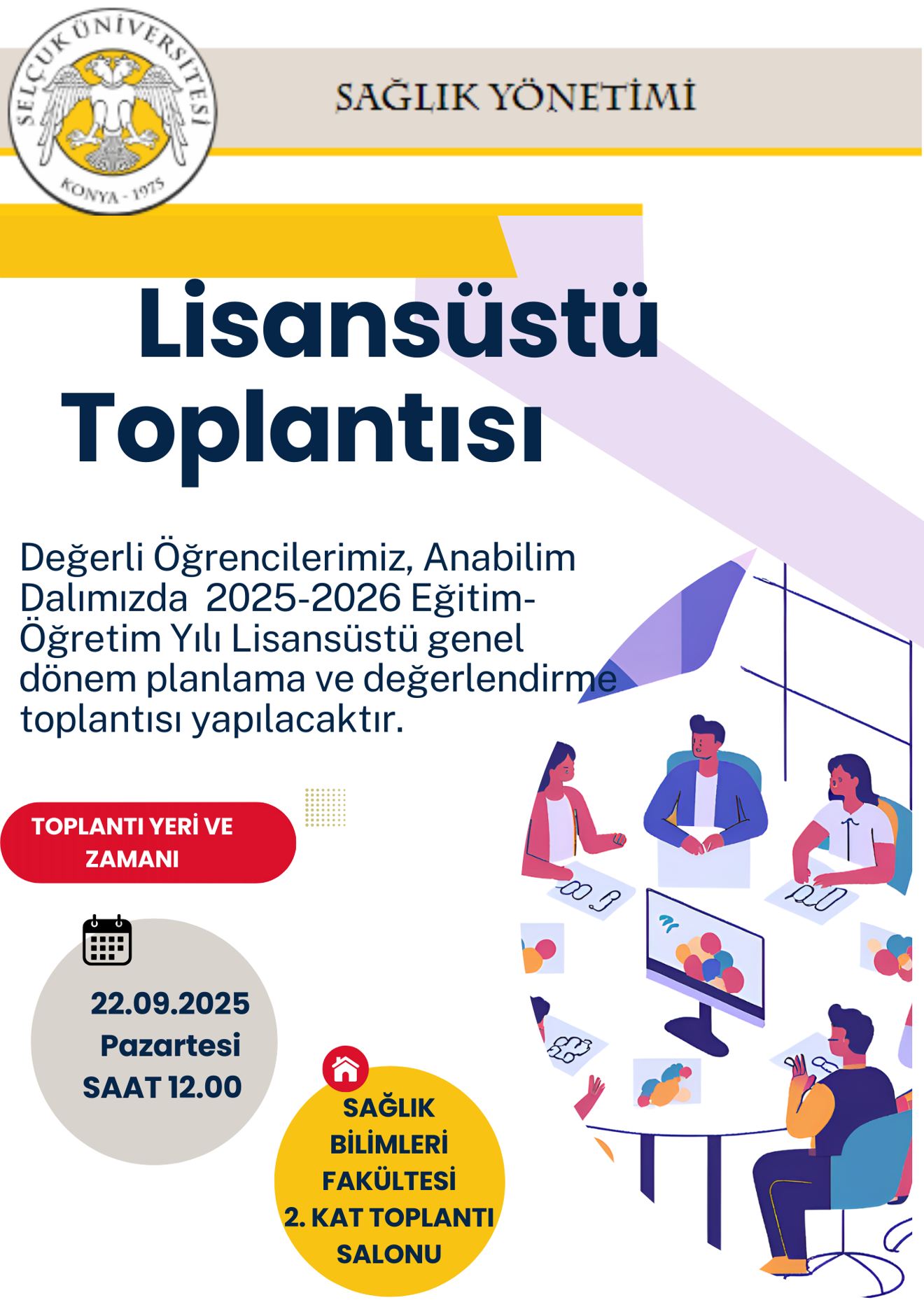 SAĞLIK YÖNETİMİ BÖLÜMÜ 2025-2026 GÜZ DÖNEMİ LİSANSÜSTÜ DEĞERLENDİRME TOPLANTISI